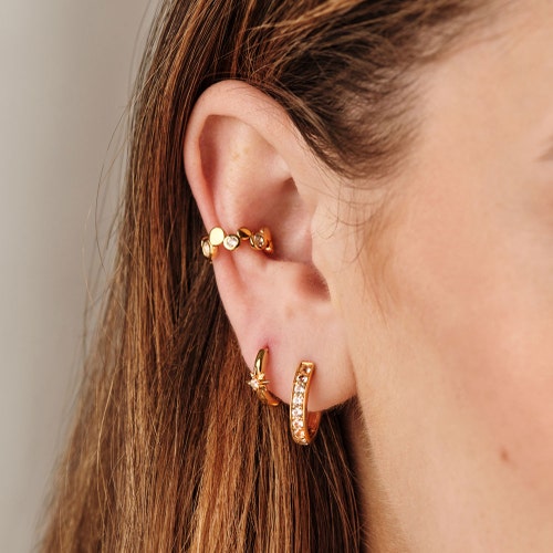 Gold Polaris Star Huggie Earrings