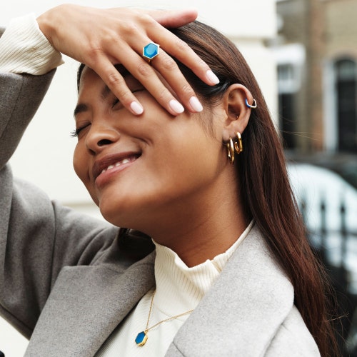Chunky Square Hoop Earrings in Yellow Gold Vermeil