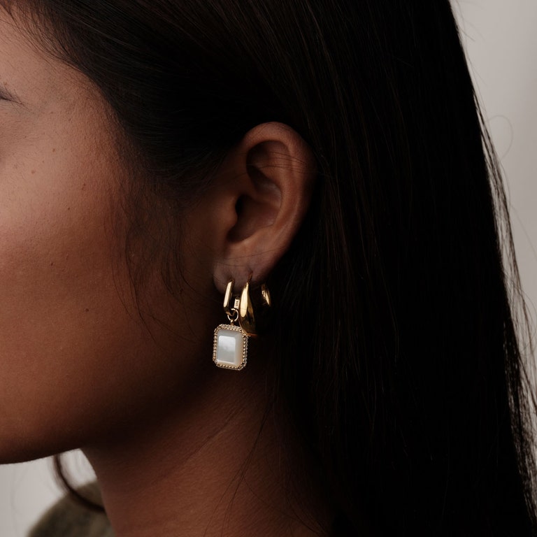 Ottima Mother of Pearl Slice Earrings in Yellow Gold Vermeil | Astley Clarke