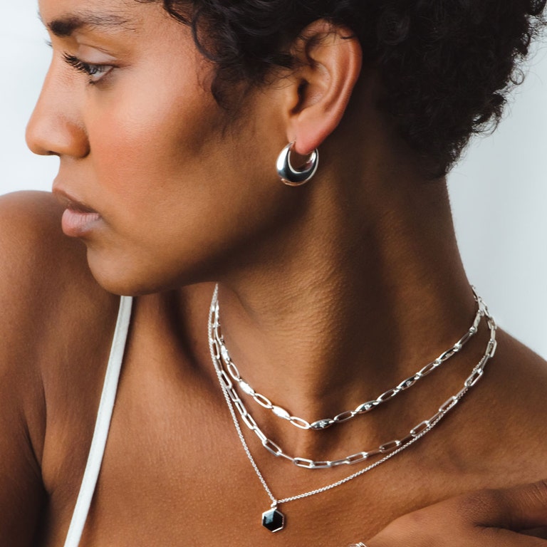 Chunky Hoop Earrings in Sterling Silver
