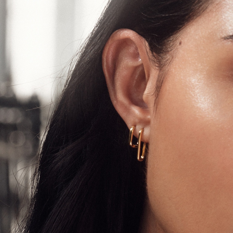 Gold Celestial Tapered Hoop Earrings