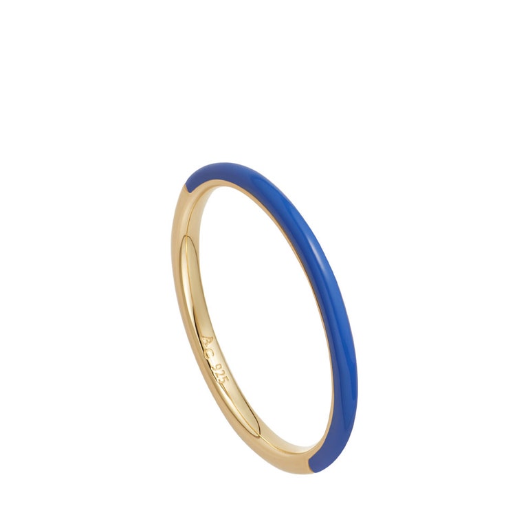Gold Cirque Half Eternity Blue Enamel Ring