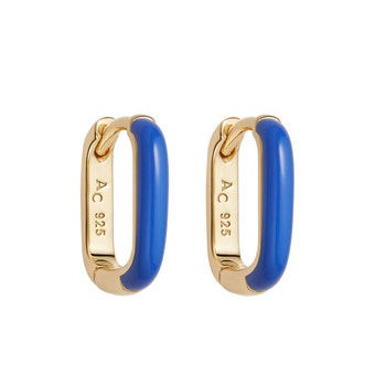 Hoop Earrings Blue Enamel | 18 Carat Yellow Gold Vermeil