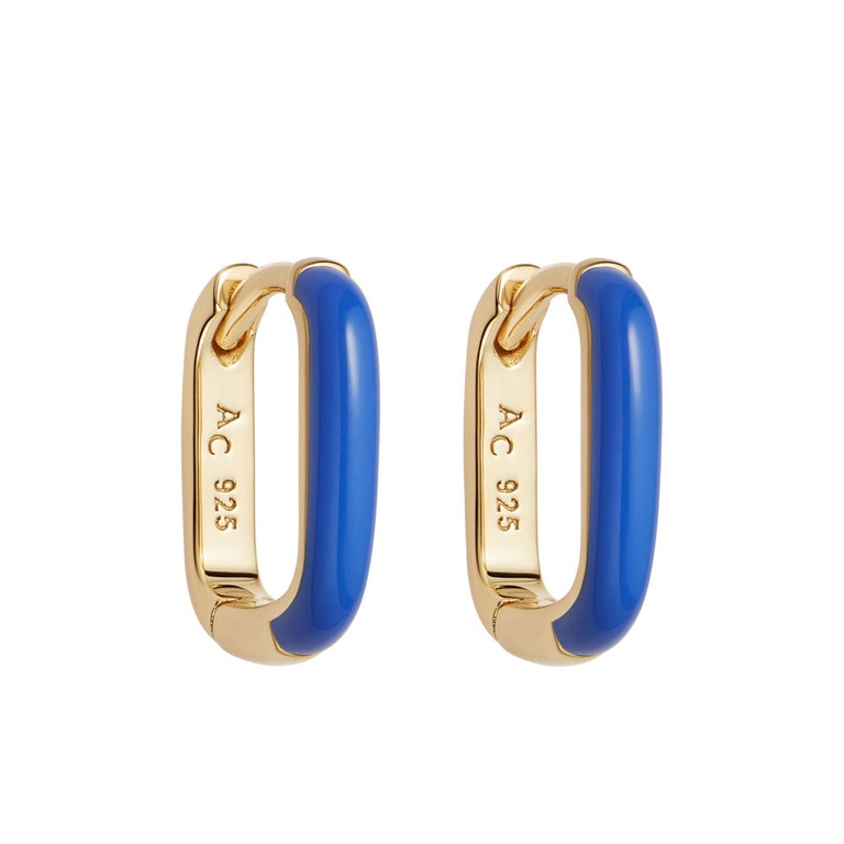 Hoop Earrings Blue Enamel | 18 Carat Yellow Gold Vermeil