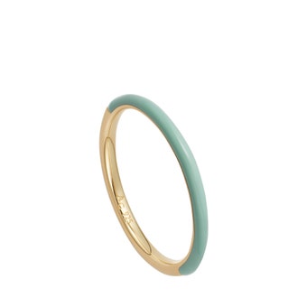 Gold Cirque Half Eternity Green Enamel Ring