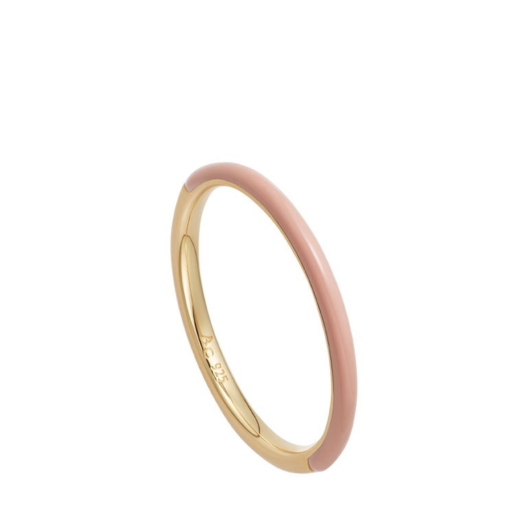 Gold Cirque Half Eternity Pink Enamel Ring
