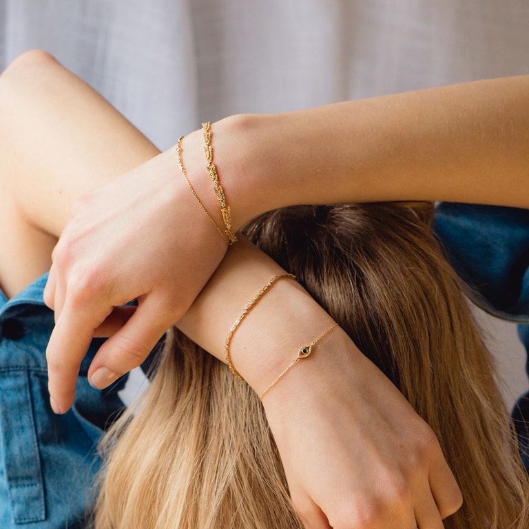 Evil Eye Fine Biography Sapphire Bracelet in Yellow Gold