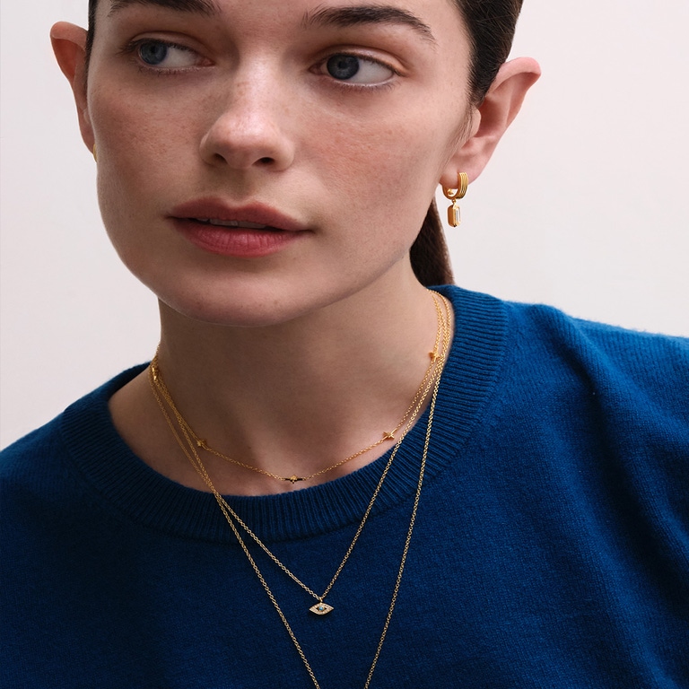 Gold Biography Mini Evil Eye Pendant Necklace