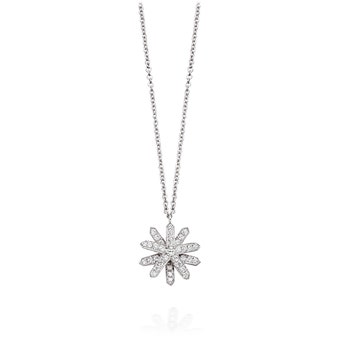 Starburst Diamond Pendant in White Gold