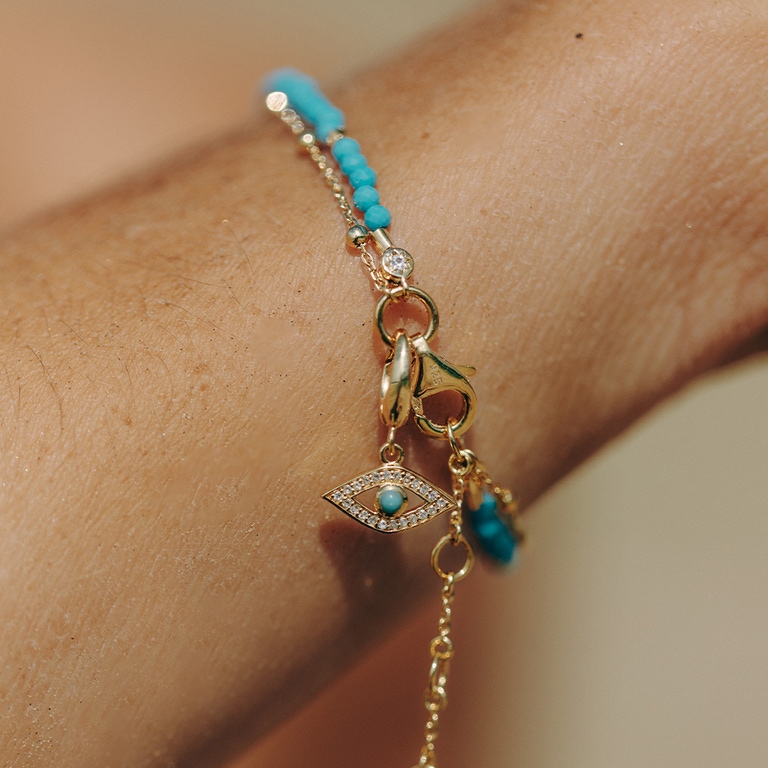 Gold Fine Biography Turquoise Bracelet