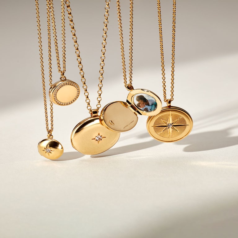 Biography Cosmos Locket Necklace in yellow gold vermeil