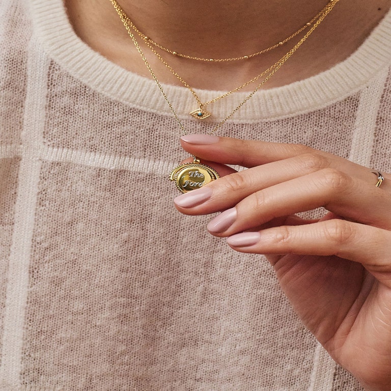 Gold Celstial Spinner Locket Necklace