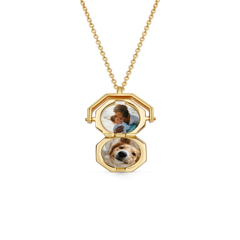 Gold Celestial Sunrise Spinner Locket Necklace