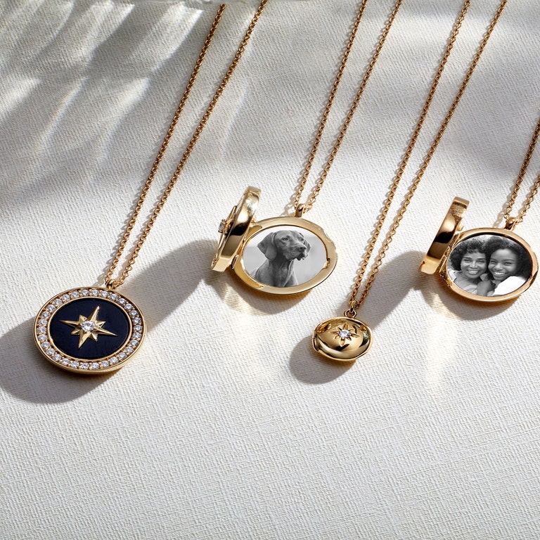 Gold Large Polaris Black Onyx Locket Necklace