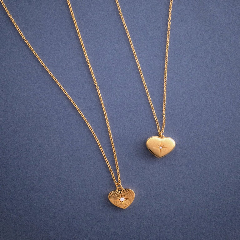 Gold Biography New Heart Locket Necklace