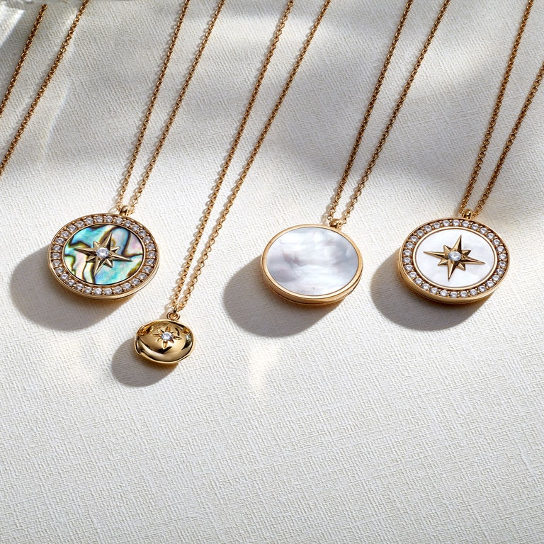 Gold Stilla Mother of Pearl Locket Necklace
