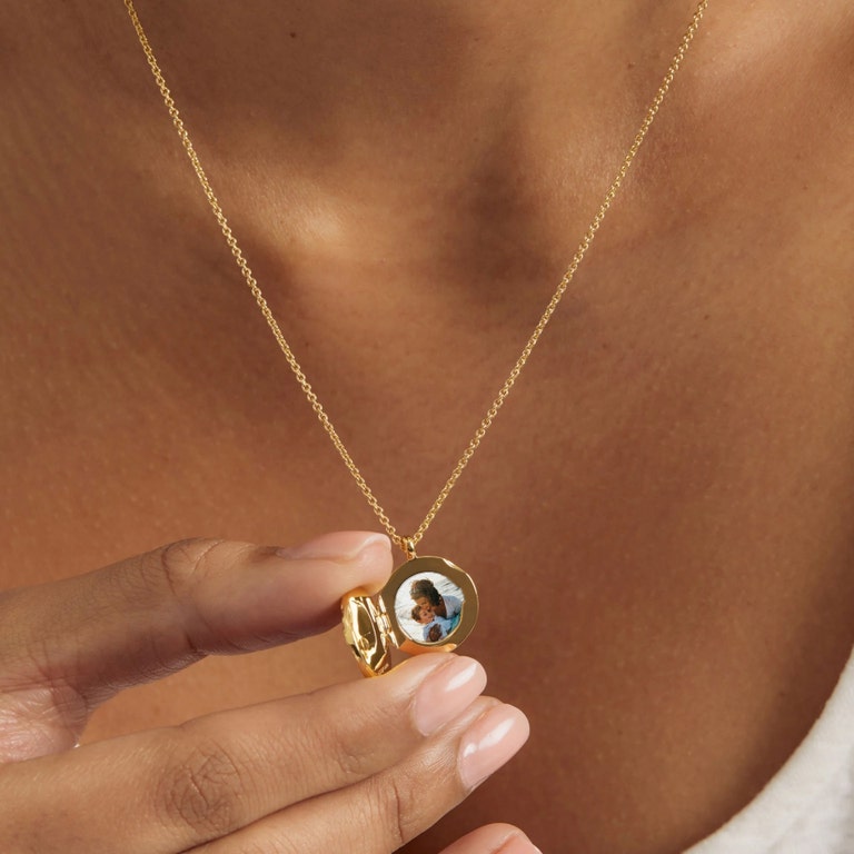Gold Terra 'Loved' Engravable Locket Necklace