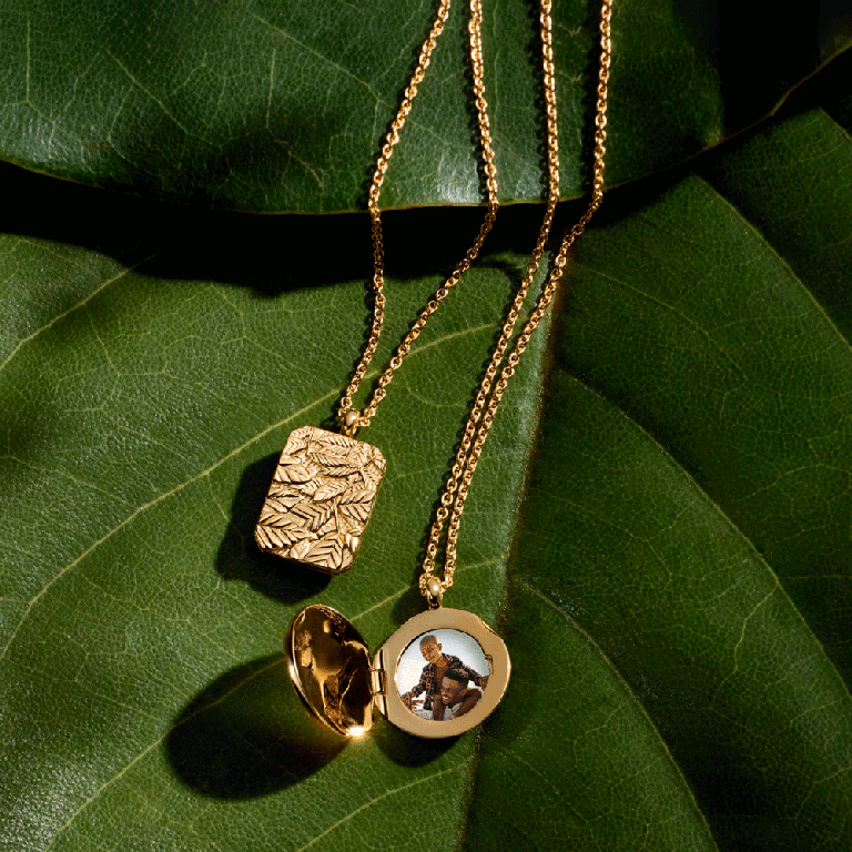 Gold Terra 'Loved' Engravable Locket Necklace