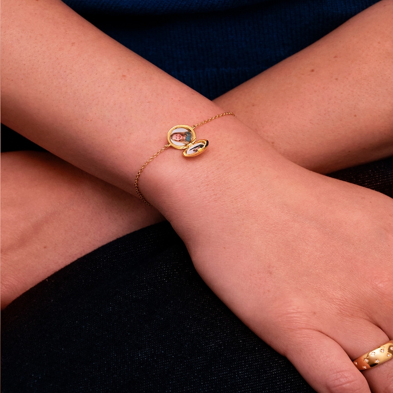 Gold Biography Chain Locket Bracelet