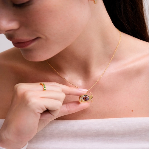 Gold Biography Heart Locket Necklace