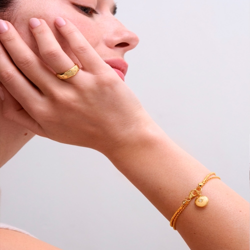 Gold Biography Locket Bracelet