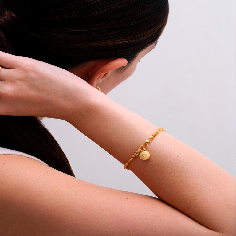 Gold Biography Locket Bracelet
