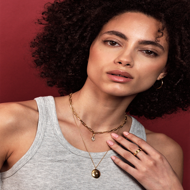 Gold Biography Oval Locket Necklace
