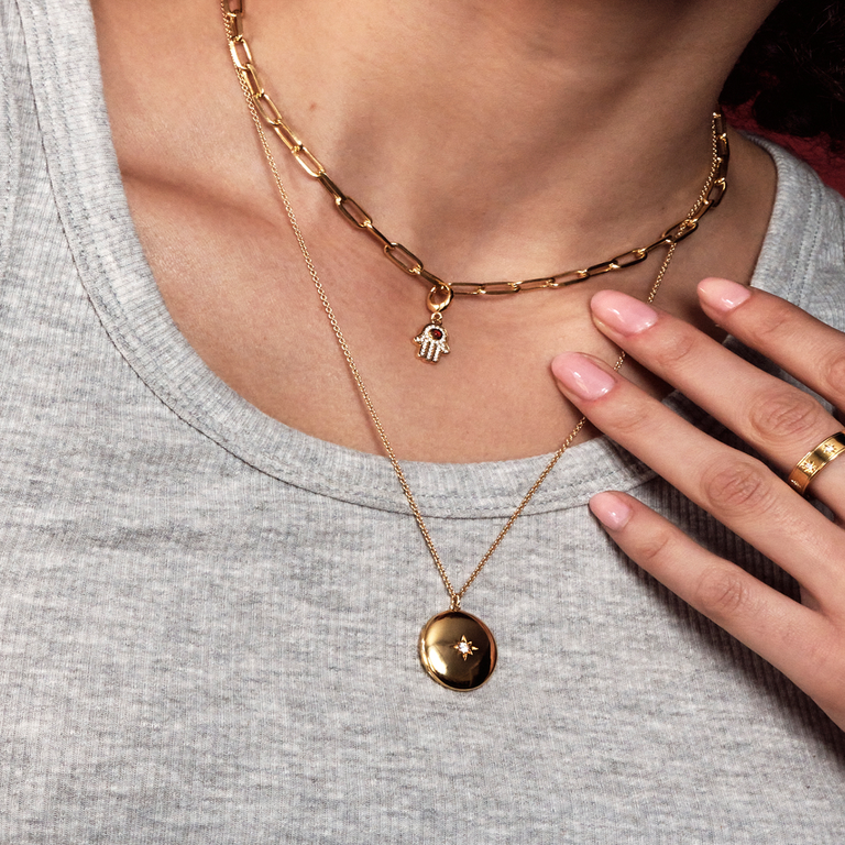 Gold Biography Oval Locket Necklace