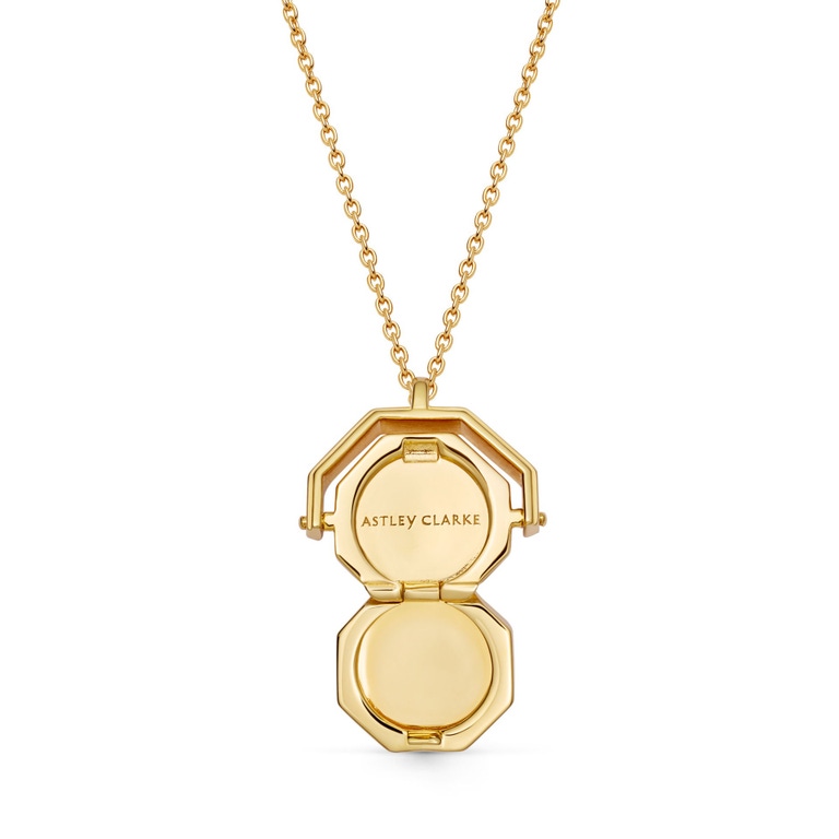 Gold Celestial Sunrise Spinner Locket Necklace