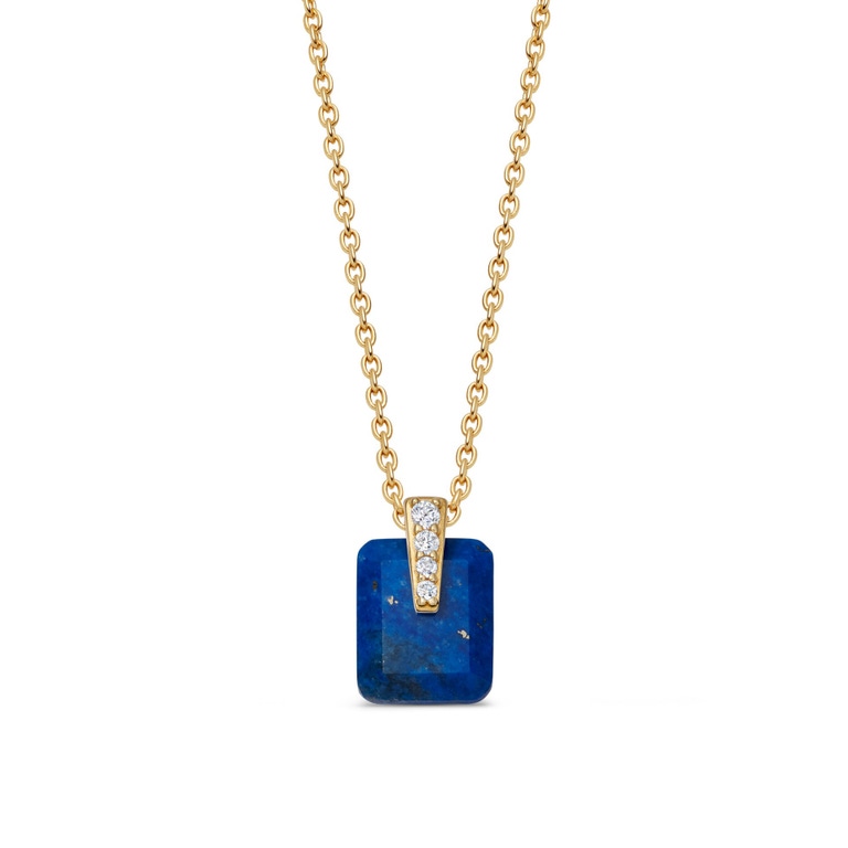 Gold Deco Lapis Pendant
