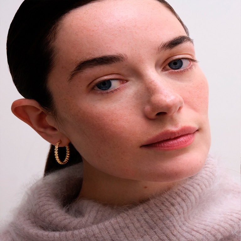 Gold Deco Large White Sapphire Earrings