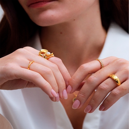 Gold Floe Pearl Ring