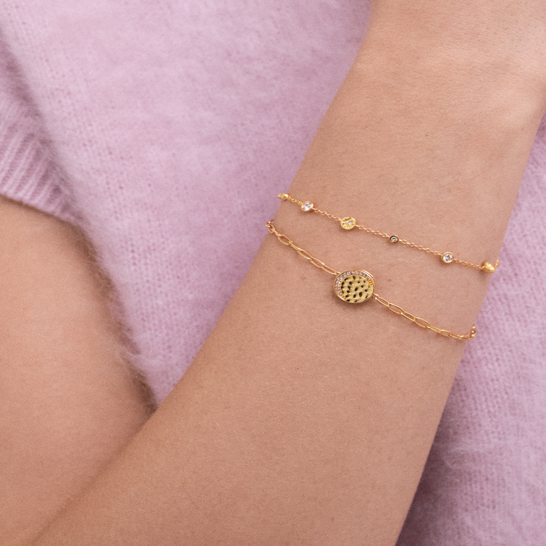 Gold Luna Crescent Locket Bracelet