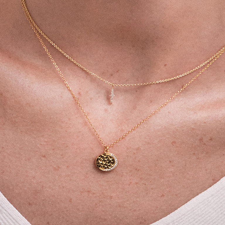 Gold Luna Crescent Locket Necklace
