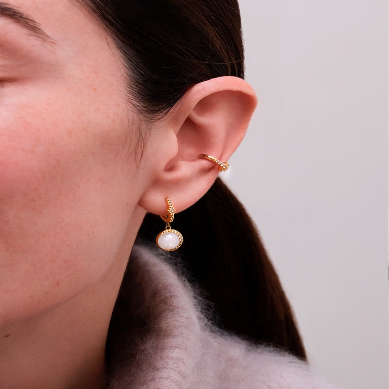 Gold Luna Moonstone Drop Earrings