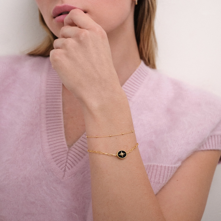 Gold Polaris Black Onyx Locket Bracelet