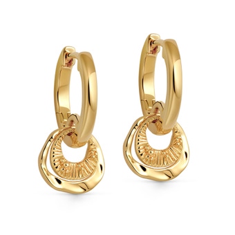 Gold Raye Charm Huggie Hoops