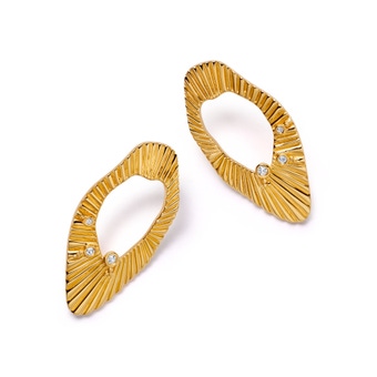 Gold Raye Statement Hoop Stud Earrings
