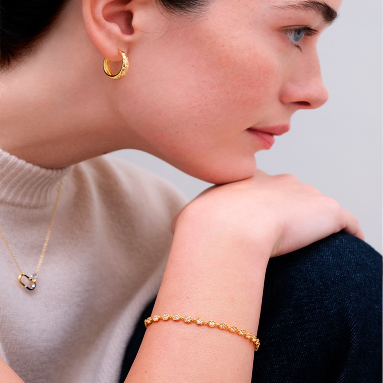 Gold & Silver Aurora U-Hoop Link Necklace