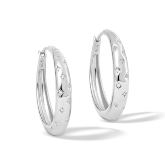 Silver Maxi Tiny star Hoop earrings
