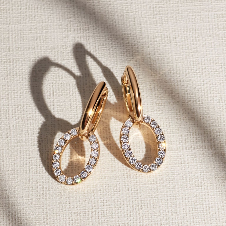 Halo Diamond Drop Earrings | Yellow Gold | Astley Clarke London