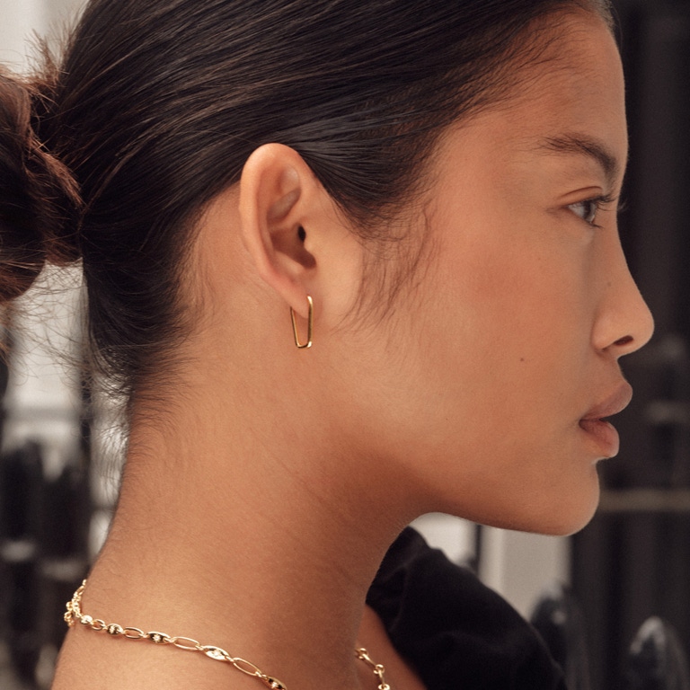 Gold Celestial Tapered Hoop Earrings