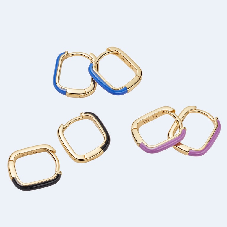 Hoop Earrings Blue Enamel | 18 Carat Yellow Gold Vermeil