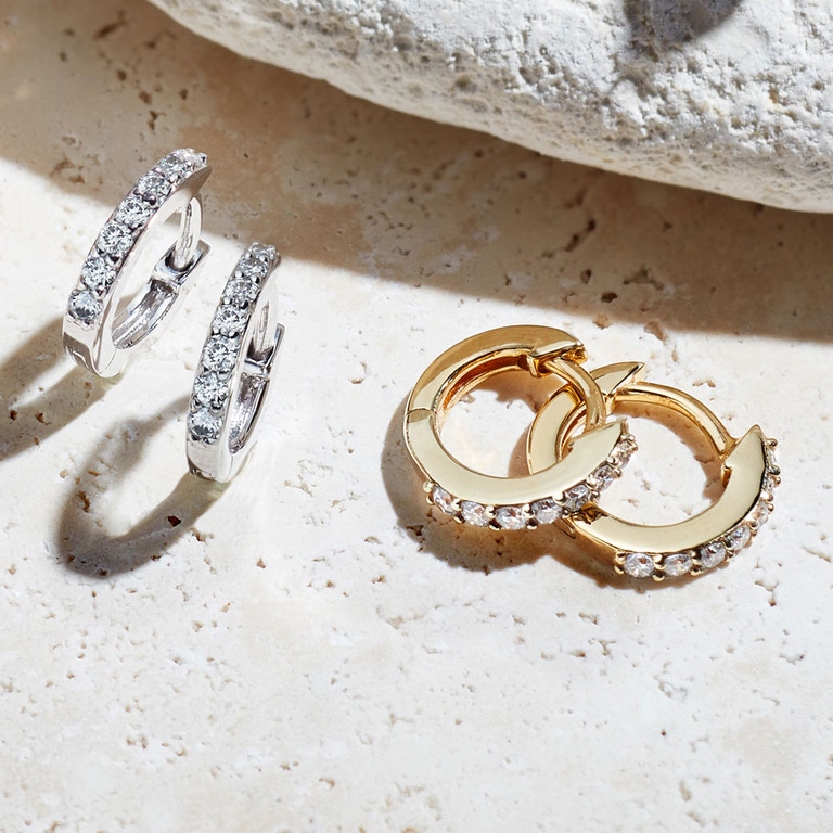 Mini Halo Diamond Hoop Earrings