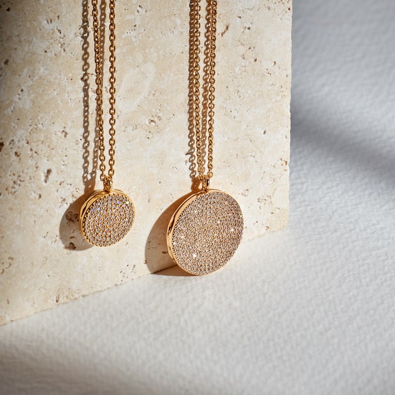 Large Icon Diamond Gold Locket Necklace