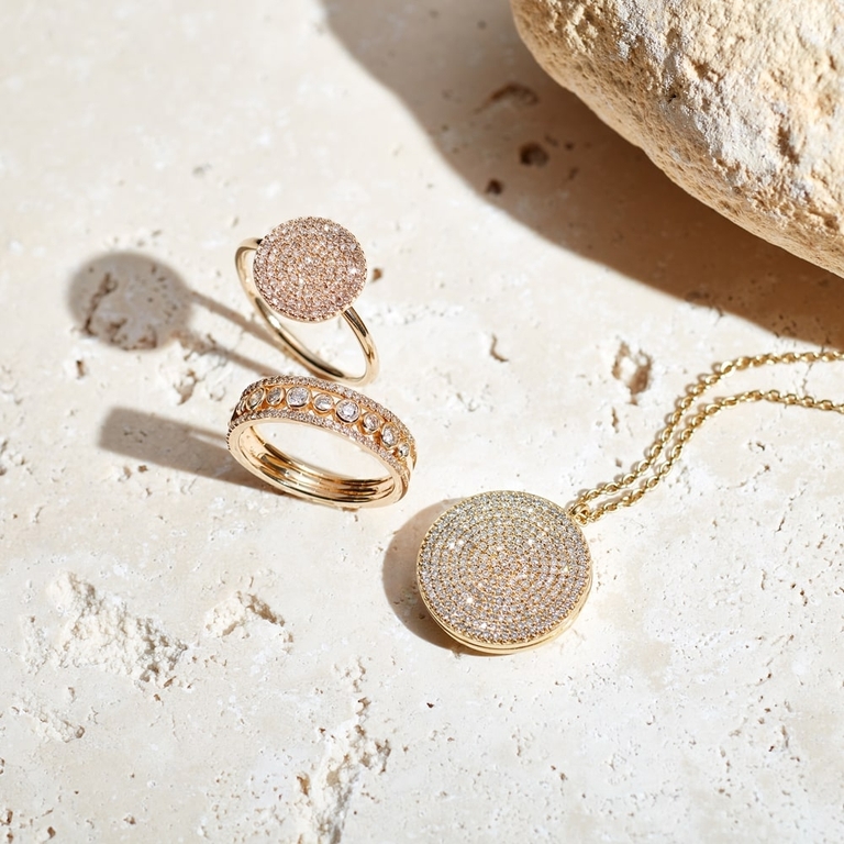 Large Icon Diamond Gold Locket Necklace