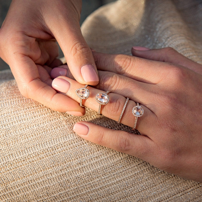 Morganite Tearoom Ring Oval Cut Stone in Rose Gold
