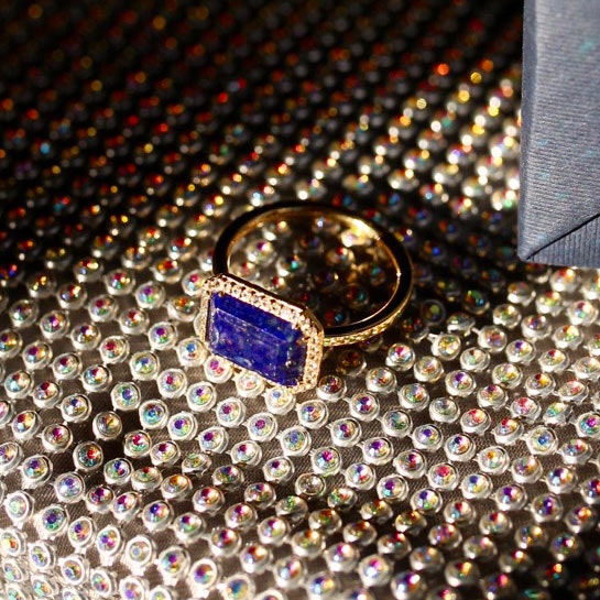 Gold Ottima Lapis Slice Landscape Ring 