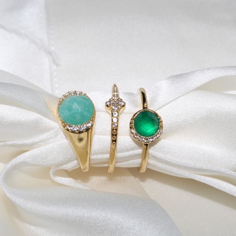 Gold Luna Amazonite Signet Ring