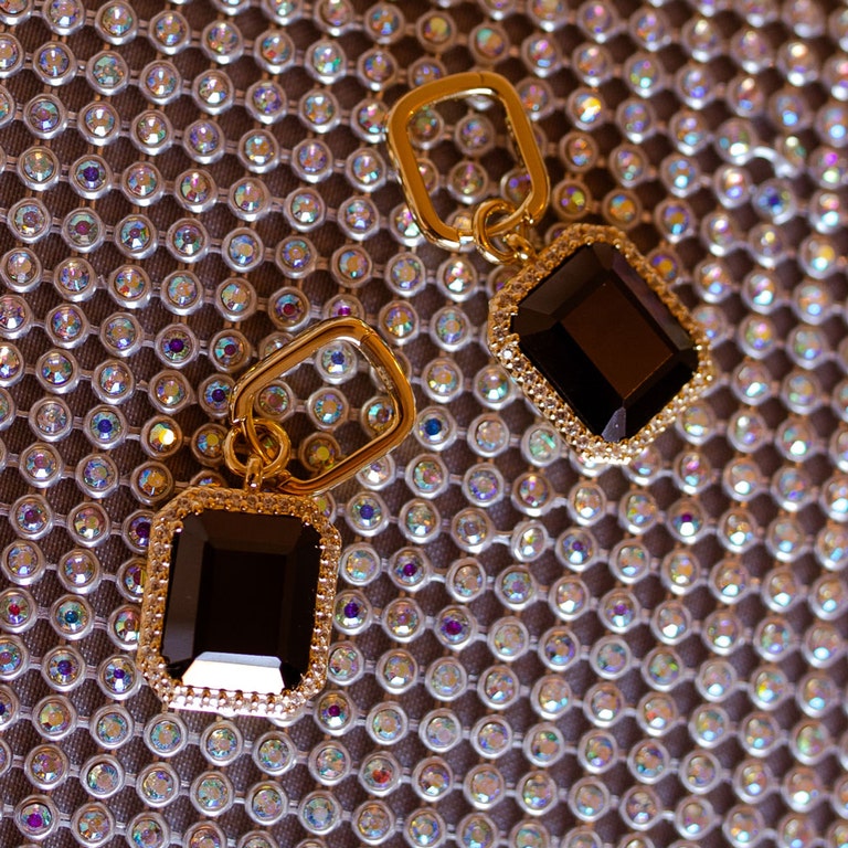 Ottima Black Onyx Slice Earrings in Yellow Gold Vermeil | Astley Clarke